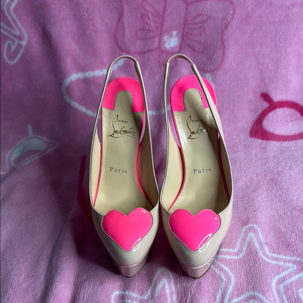 Christian Louboutin Pink and Cream Heels